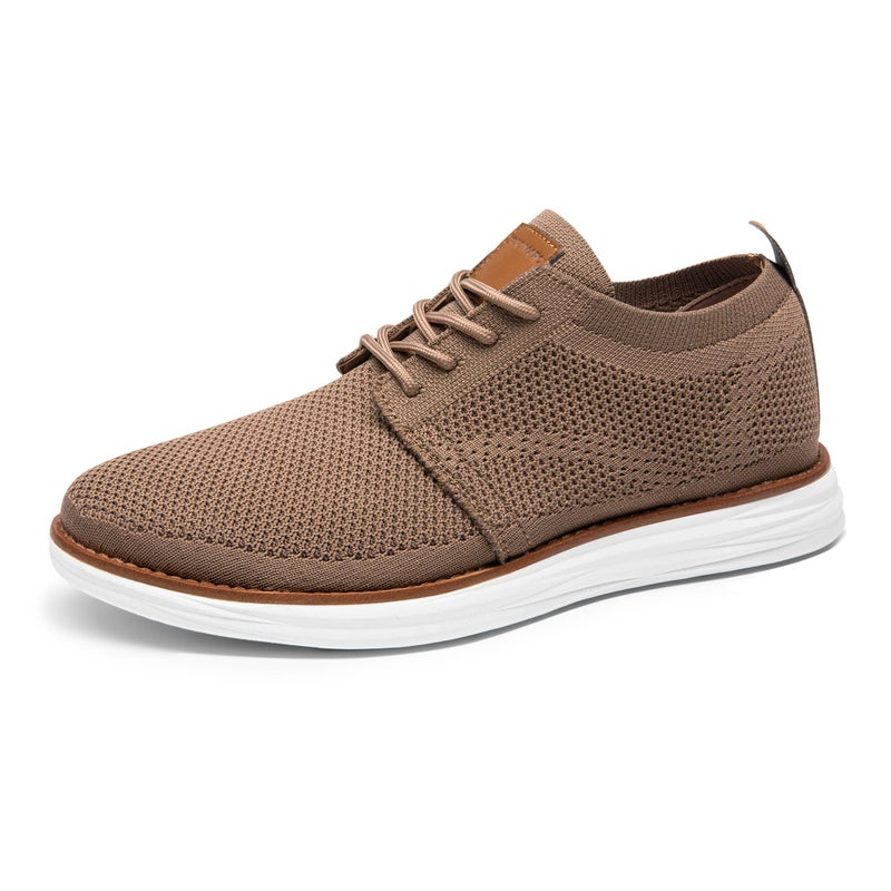 Bruno Marc Men's KnitFlex Breeze Mesh Sneakers Oxfords Lace-Up Lightweight Casual Walking Shoes,Size 12,Light/Brown,GRAND-01 - Image 1